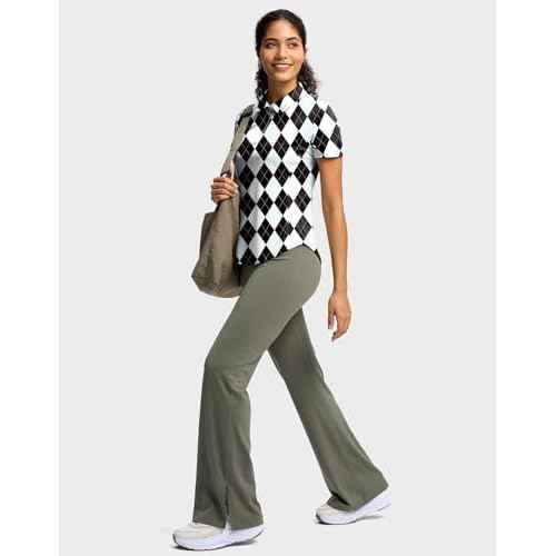 G Gradual Womens Golf Shirt Metal Zip Up Polo Short Sleeve Tennis Work Athletic Collared Top Quick Dry Lightweight