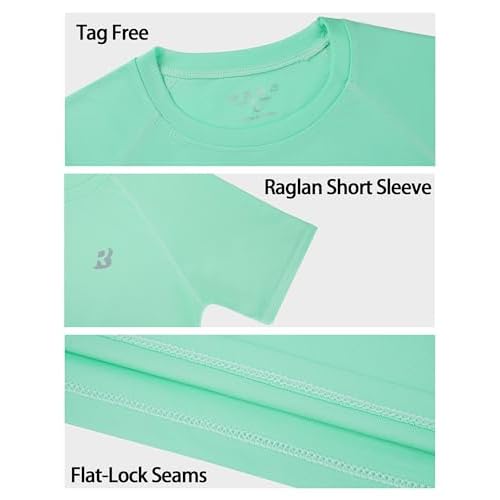 Roadbox Boys Rash Guard Swim Shirt, UPF 50+ Sun Protection Short Sleeve, Quick Dry Rashguard Water Shirt for Kids