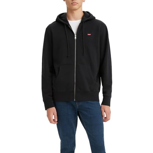 Men's Zip Up Hoodie with Supersoft Fleece - Medium Jet Black