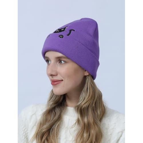 Cat Beanie Cute Lover Gifts Animal Knitted Hats for Cat Mom Women Funny Stuff Accessories Decor