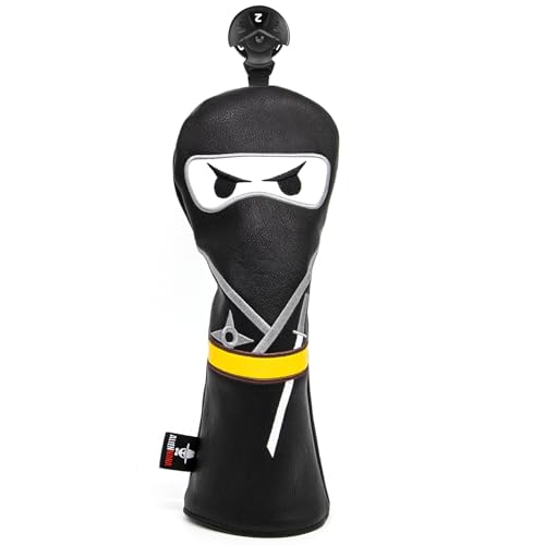 Golf Headcover for Hybrid - Leather Ninja Club Cover with Embroidery
