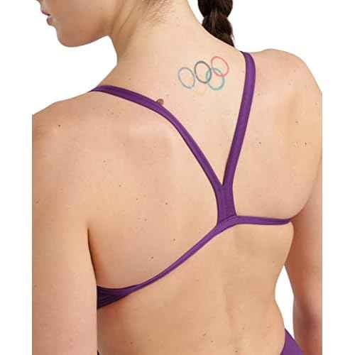 ARENA Women's Solid Team MaxLife Swimsuit Challenge Back One Piece Ladies Bathing Suit Competition Training Athletic Swimwear, Plum/White, US Size 34