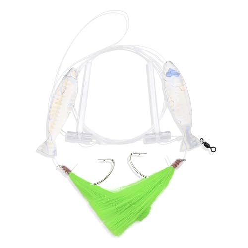 Aqua-Clear Hi-Lo Fishing Rig Teaser Lure Green/Silver Saltwater Tackle for Flounder Fluke Sea Trout Croaker