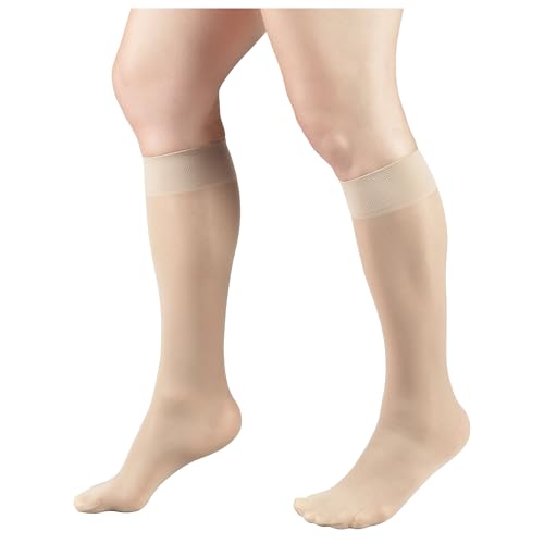 Truform Sheer Compression Stockings Women’s Knee High 8-15 mmHg 20 Denier Nude XL