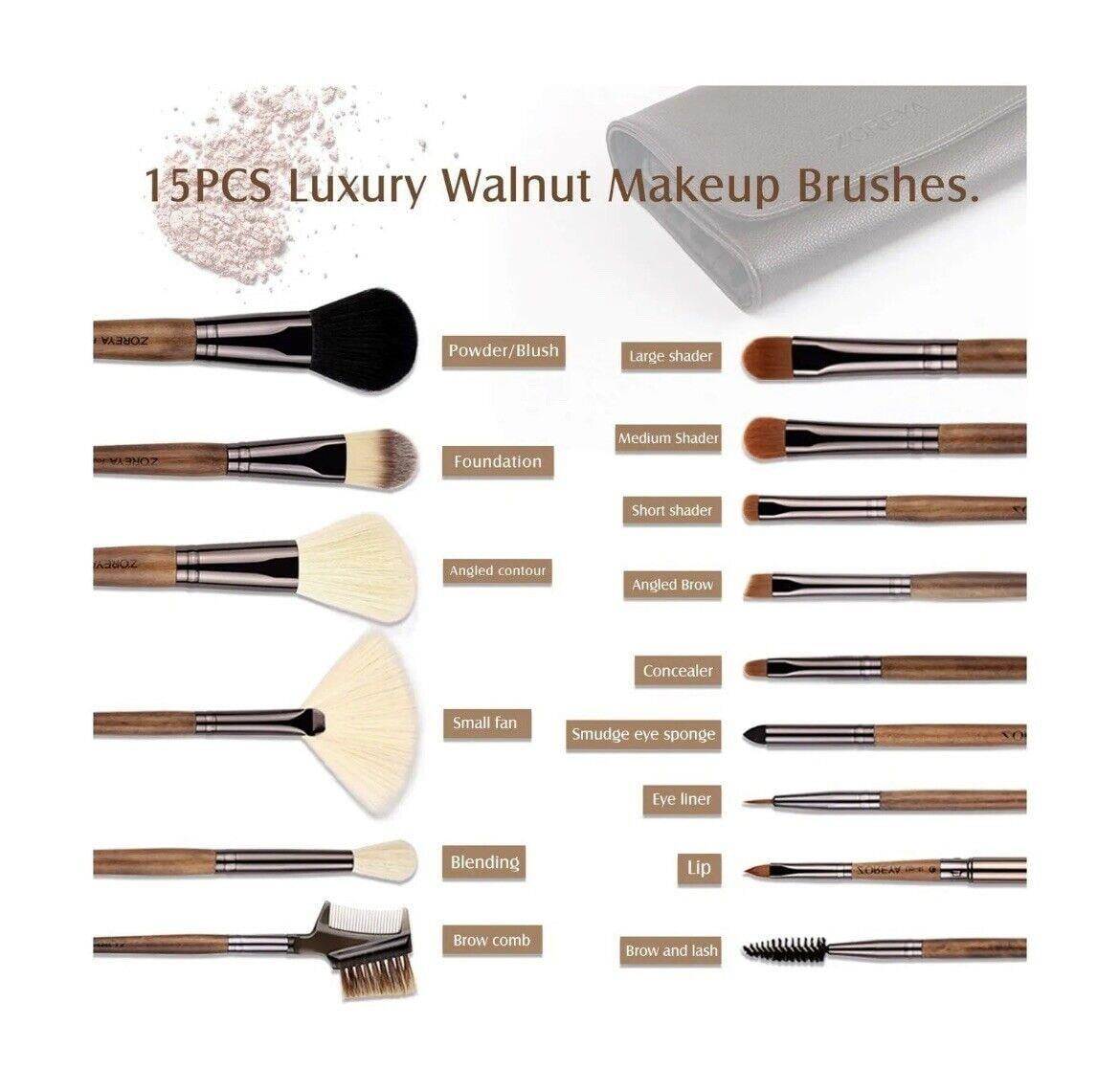 15-Piece Walnut Makeup Brush Set | Unique Brushes for Women