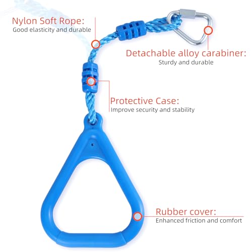 4 Colorful Ninja Gymnastic Rings with Triangle Handles - Kids Obstacle Set