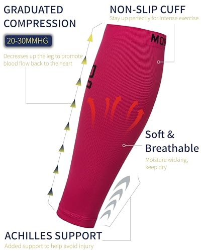 Modetro Sports Calf Compression Sleeves Large-X-Large Pink - Shin Support for Running & Injury Relief
