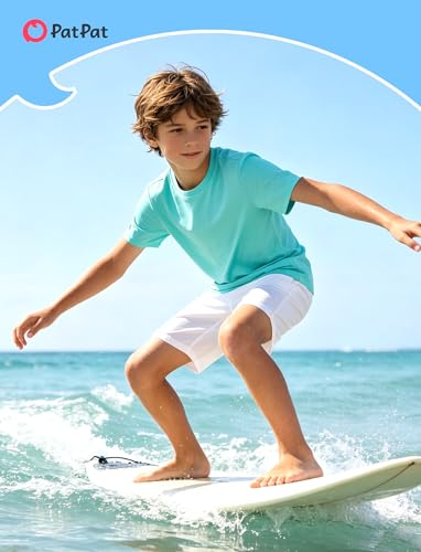Boys Neon Rash Guard Short Sleeve Swim Shirt - Teal, 11-12 Years