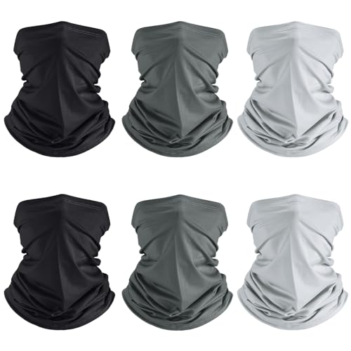 Geyoga 6 Pieces Summer UV Protection Cooling Neck Gaiter Face Clothing Neck Gaiter Mask Scarf Sunscreen Breathable Bandana