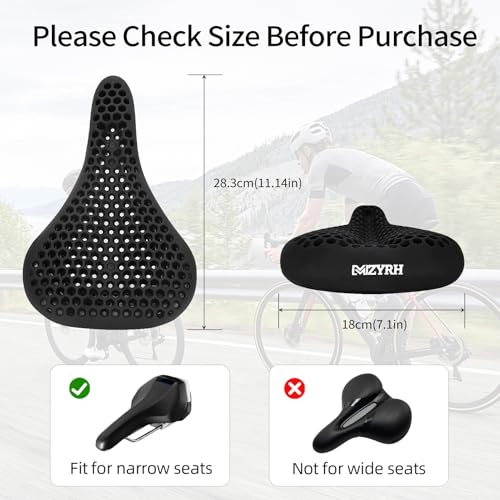MZYRH Bike Seat Cushion,Gel Padded Bike Seat Cover for Men & Women,Soft Bike Saddle Cover Compatible with Mountain Road Cycling Bike, Outdoor & Indoor