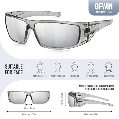 Polarized Sports Sunglasses for Men Women Unbreakable Frame Cycling Fishing Wrap Around Sunglasses UV400 Protection