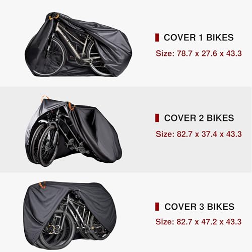 Puroma Waterproof Bike Cover for 1-3 Bikes - Black 190T XXXL Size