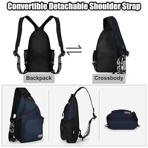Convertible Sling Bag Crossbody Backpack with Headphone Jack Small Shoulder Chest Bag Casual Daypack for Women Men