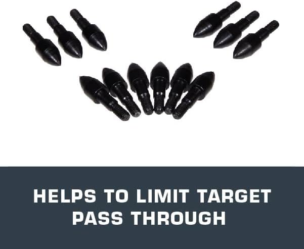 Allen Company Archery Bullet Points - Soft Arrow Tips for Target Practice - Screw-On Design - Reduces Wear and Tear on Targets - Multiple Sizes/Grain - 12-Pack - Black