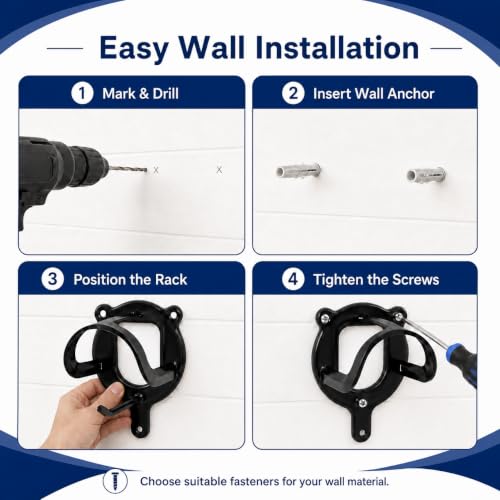 12 Counts Horse Bridle Rack Wall Hooks with Tubes & Screws - Tack Storage