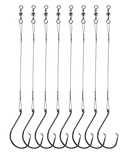Saltwater Fishing Circle Hooks 1/0, 50 Pcs Offset Leader Rig Set