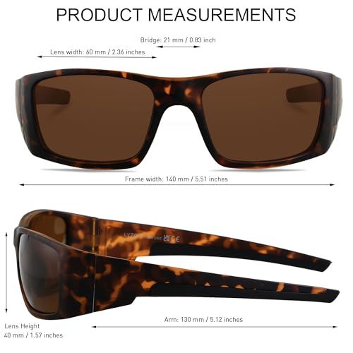 Polarized Sports Sunglasses Men Women Wrap Around Unbreakable Frame Tortoise Brown 60mm