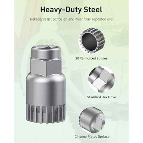 Pawfly Bike Bottom Bracket Tool, Bottom Bracket Removal Tool, 20-Tooth Bicycle Bottom Bracket Remover, Compatible with Shimano Octalink, ISIS Splined, Truvativ, Race Face & FSA Bottom Brackets