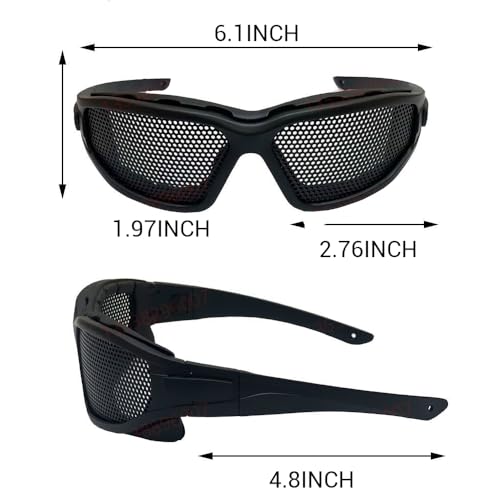 Wire Mesh Safety Glasses,Safety Goggles Breathable Shock Resistant Iron Mesh,Glasses for Military Cs Outdoor Game Fans Activity