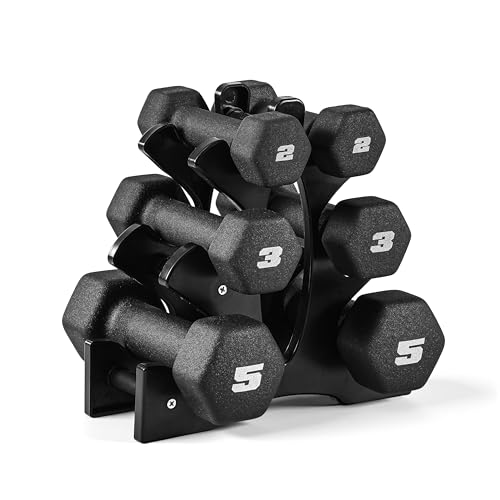 20 lb Neoprene Dumbbell Set with Storage Rack, Non-Slip Hex Design
