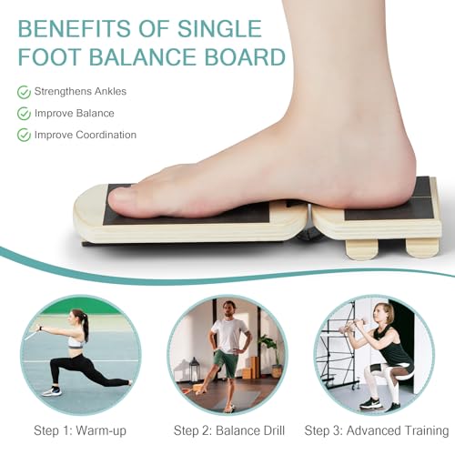Balance Board for Ankle & Foot Stability Training - Single Leg Exercise Equipment (Log Color)