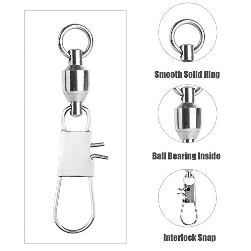 Fishing Swivel Snap Set 25pcs Size 3 37.9lb Saltwater High Strength Ball Bearing
