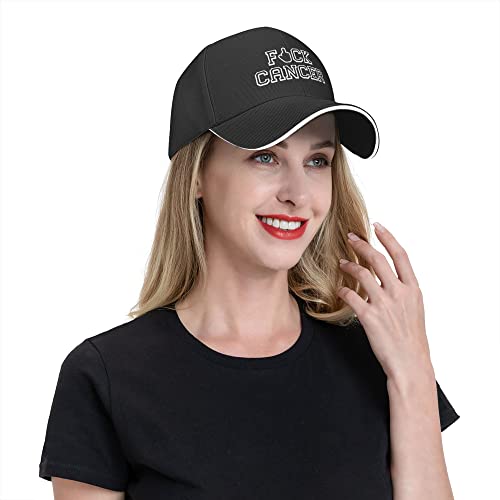Adult Baseball Cap Fuck Cancer Custom Adjustable Sandwich Cap Black One Size