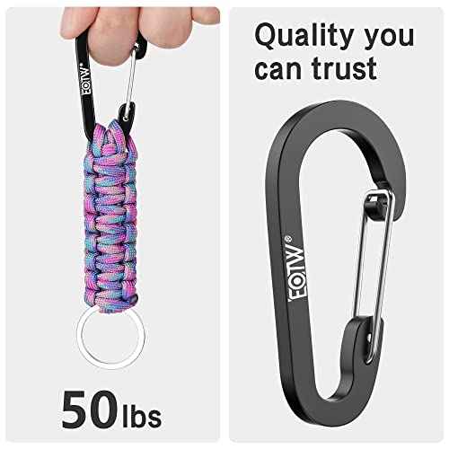 EOTW Carabiner Keychain,Paracord Keychain Small Aluminum Clip D Ring for Camping, Hiking, Fishing, Or As A Key Organizer