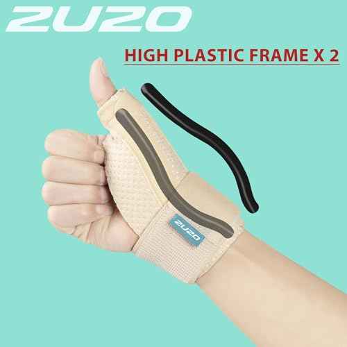 Compression Thumb Brace, Breathable Wrist Stabilizer - Lightweight Thumb Splint for BlackBerry Thumb, Sprains, Carpal Tunnel, Tendonitis, Arthritis Pain Relief- Support Wrap for Men/Women, S-M, Beige