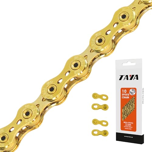 10-Speed Bike Chain 116 Links Titanium Gold Bicycle Chain Compatible with Shimano SRAM