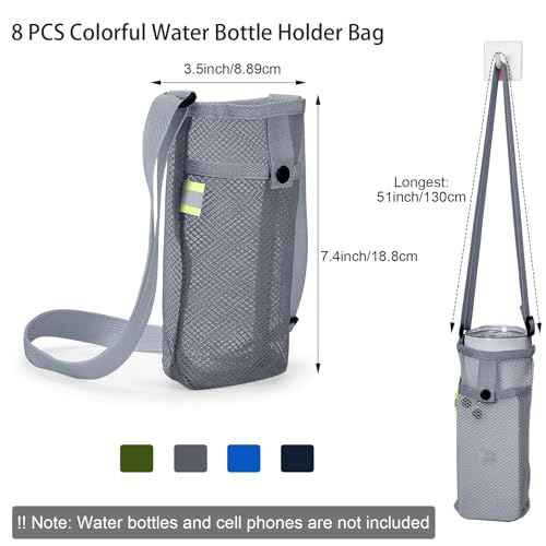 Mumufy Mesh Water Bottle Sling Holder with Adjustable Strap Crossbody Bottle Sleeve Carrier with Pouch for Outdoor Activities