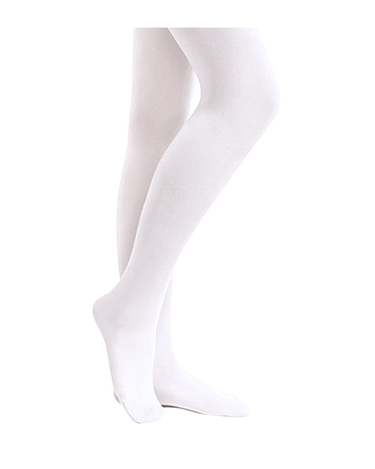 Stelle Girls' Ultra Soft Pro Dance Tight/Ballet Footed Tight(Toddler/Little Kid/Big Kid),WT,L White