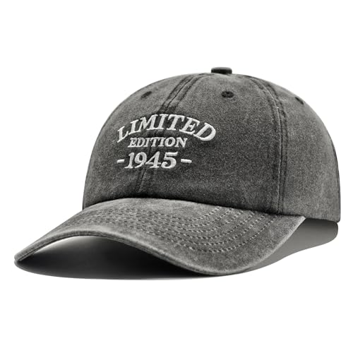 80th Birthday Gifts for Men Women, 80th Birthday Decorations - Washed Cotton Embroidered Baseball Cap Adjustable