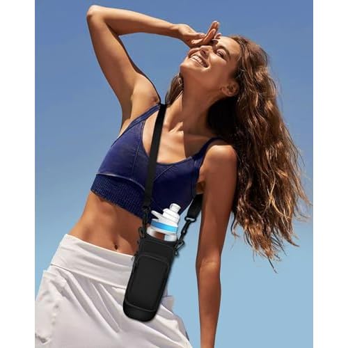 Water Bottle Sleeve with Pouch for Cirkul 22 oz - Crossbody Shoulder Strap Detachable Phone Purse with Bottles Cover Holder Carrier Bag