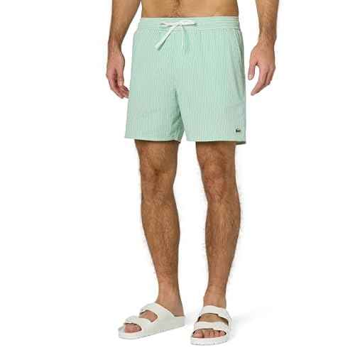 Lacoste Men's Striped Seersucker Swim Trunks
