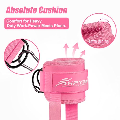 Pink Ankle Straps for Cable Machines Women with Foot Strap - Pair