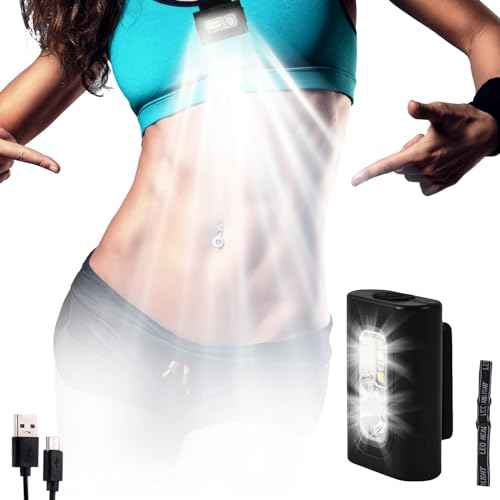 Clip on Running Lights,Rechargeable Night Light with Strong Magnet Reflective, LED Running Lights 6 Lighting Modes with Red Strobe for Runners Joggers Walking Camping Outdoor Adventure, 1Pack-Black