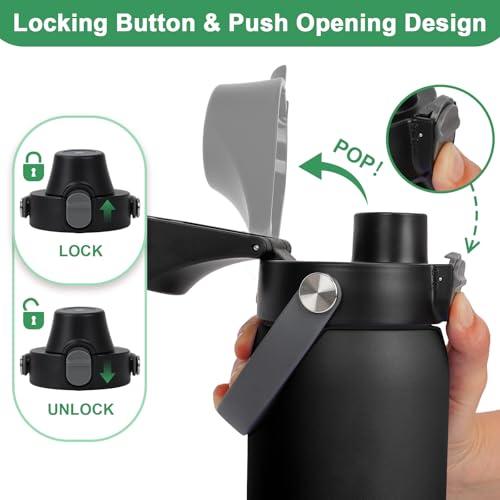 Black Lid Replacement for Owala Freesip & Kids Bottles 16oz-40oz, Leak-Proof