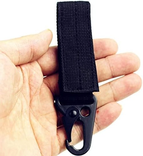 LuoQiuFa 6-Piece Tactical Nylon Webbing Buckle Carabiner Molle Belt Clip Key Buckle, Suitable for Outdoor Sports(Black)