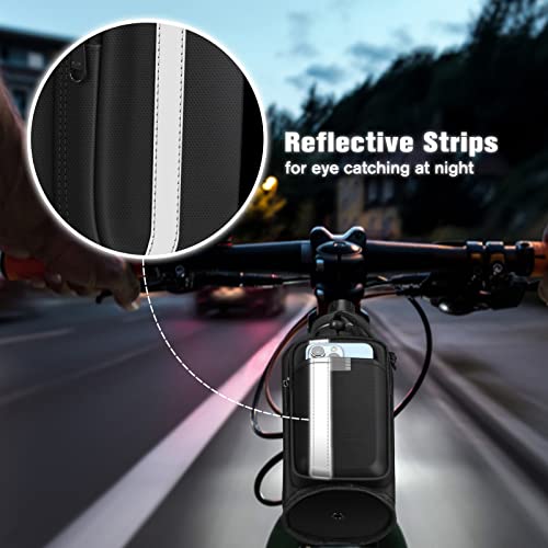 Black Bike Cup Holder with Phone Pocket - Universal Water Bottle Mount