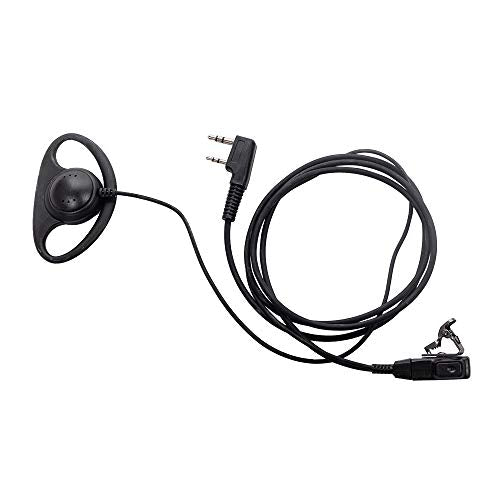 Caroo D-Shape Earpiece with PTT Microphone for Two-Way Radios