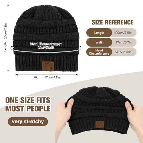 Durio Satin Lined Beanie for Women - Unisex Slouchy Beanie Fashionable Oversized Cable Knit Hat Skull Cap