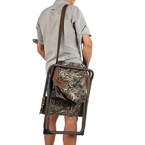 Folding Camping Chair with Backrest and Storage Pocket - Camouflage, Supports Up to 225 lbs - Portable Hunting & Fishing Stool - Variation of Chair