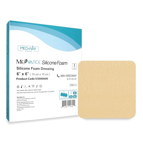 MedVance Silicone Adhesive Foam Dressing Without Border, 6"x6", Box of 5