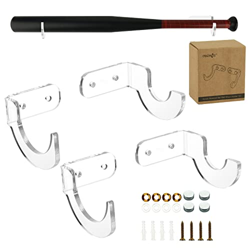 Cosmos Acrylic Baseball Bat Wall Mount Holder Set - Clear, Fits Up to 2" Barrel