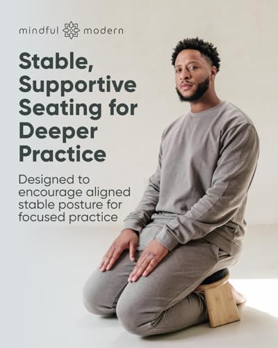 Mindful Modern Folding Meditation Bench with Pillow - Bamboo Kneeling Stool