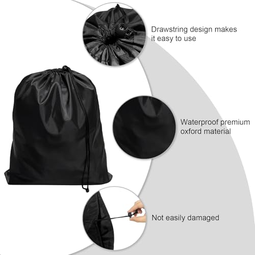 Black 16x20 Inch Drawstring Bags Set with Toggle - Durable Nylon Cinch Sack & Pouch