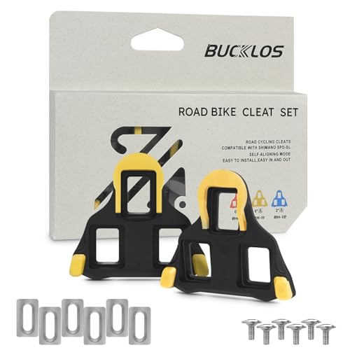 BUCKLOS SPD SL Cleats for Road Bike Cycling Shoes Compatible with Shimano SPD-SL Pedals-BH10/BH11/BH12 Float Cleats for Indoor Peloton & Outdoor Bicycle Training