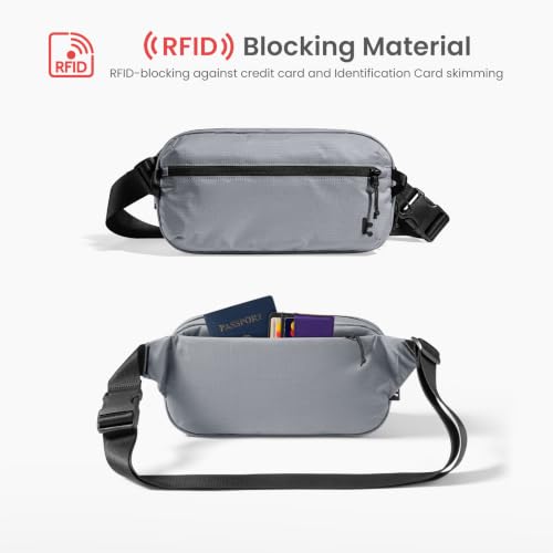 tomtoc 3.5L Sling Bag for Men Women with RFID Blocking Crossbody Chest Pack - Light Gray