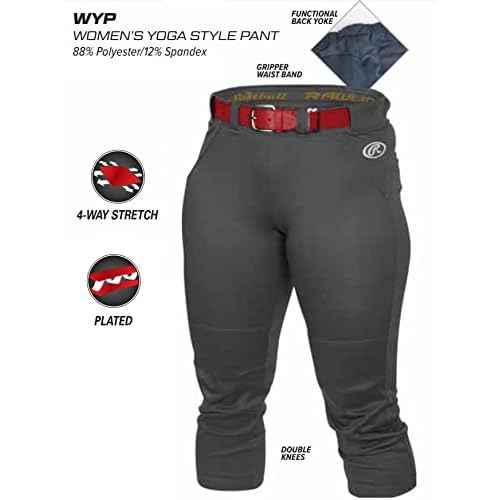 Rawlings Premium Yoga Style Game/Practice Fastpitch Softball Pant, Adult, Solid Color